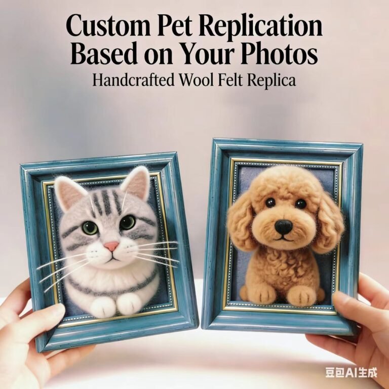 Custom Pet Wool Felt Portrait - Handmade 3D Pet Replica from Photo, Framed Pet Memorial Gif